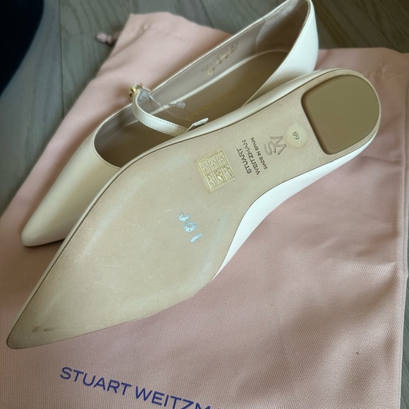 Stuart Weitzman Women's White Mary Jane Flats sz 36. New! - Picture 2 of 5
